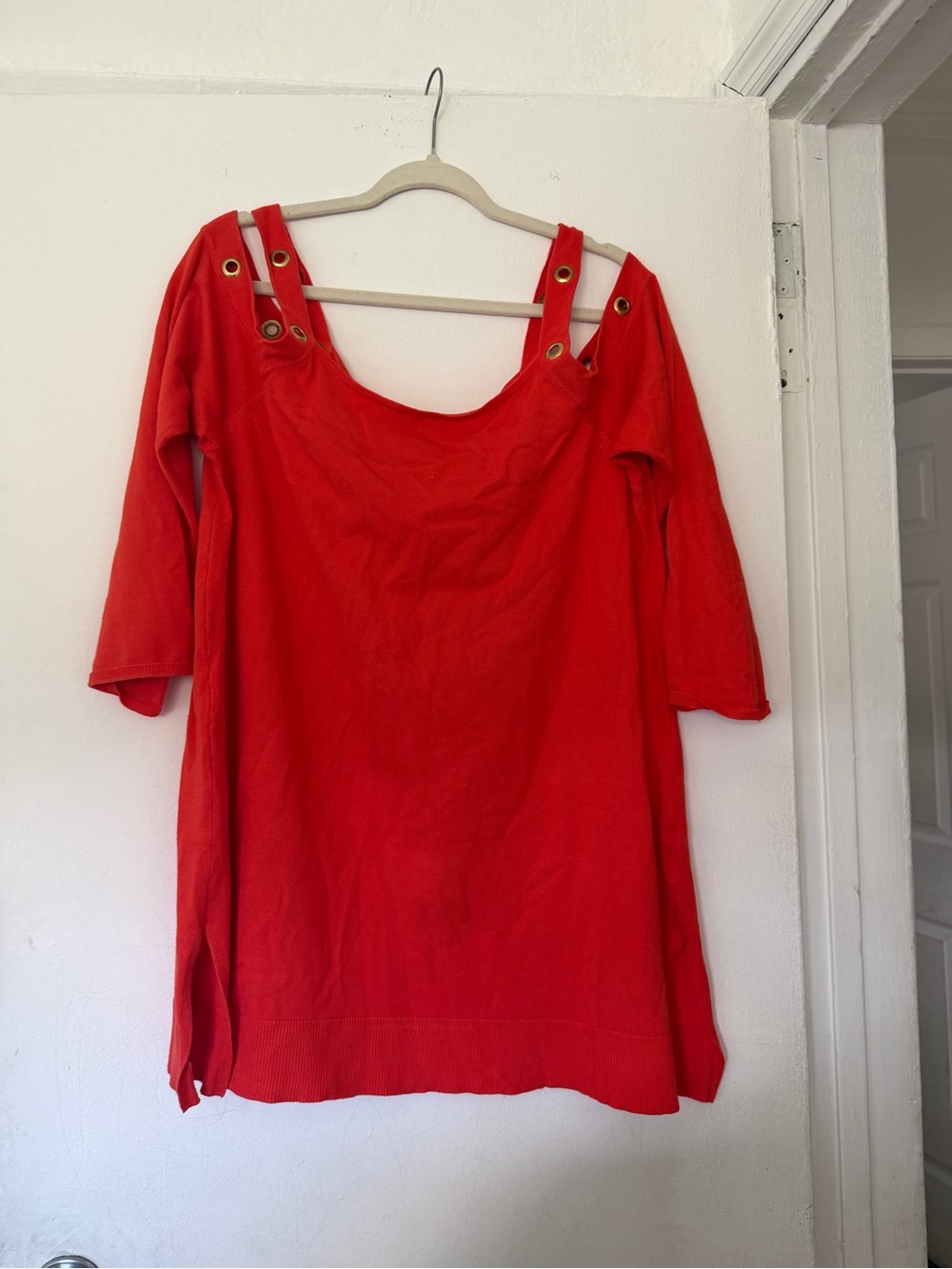 Orange Eyelet Strap Women's Top